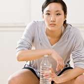 woman with water bottle